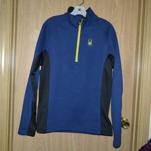 Spyder Fleece Lined Blue Quarter Zip Pullover Jacket
